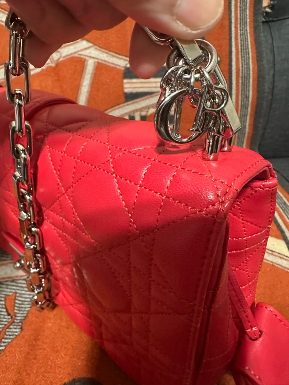 LIKE NEW - Miss Dior Cannage Red Shoulder Bag with Silver Hardware - NO CALLOUTS - Picture 6 of 15